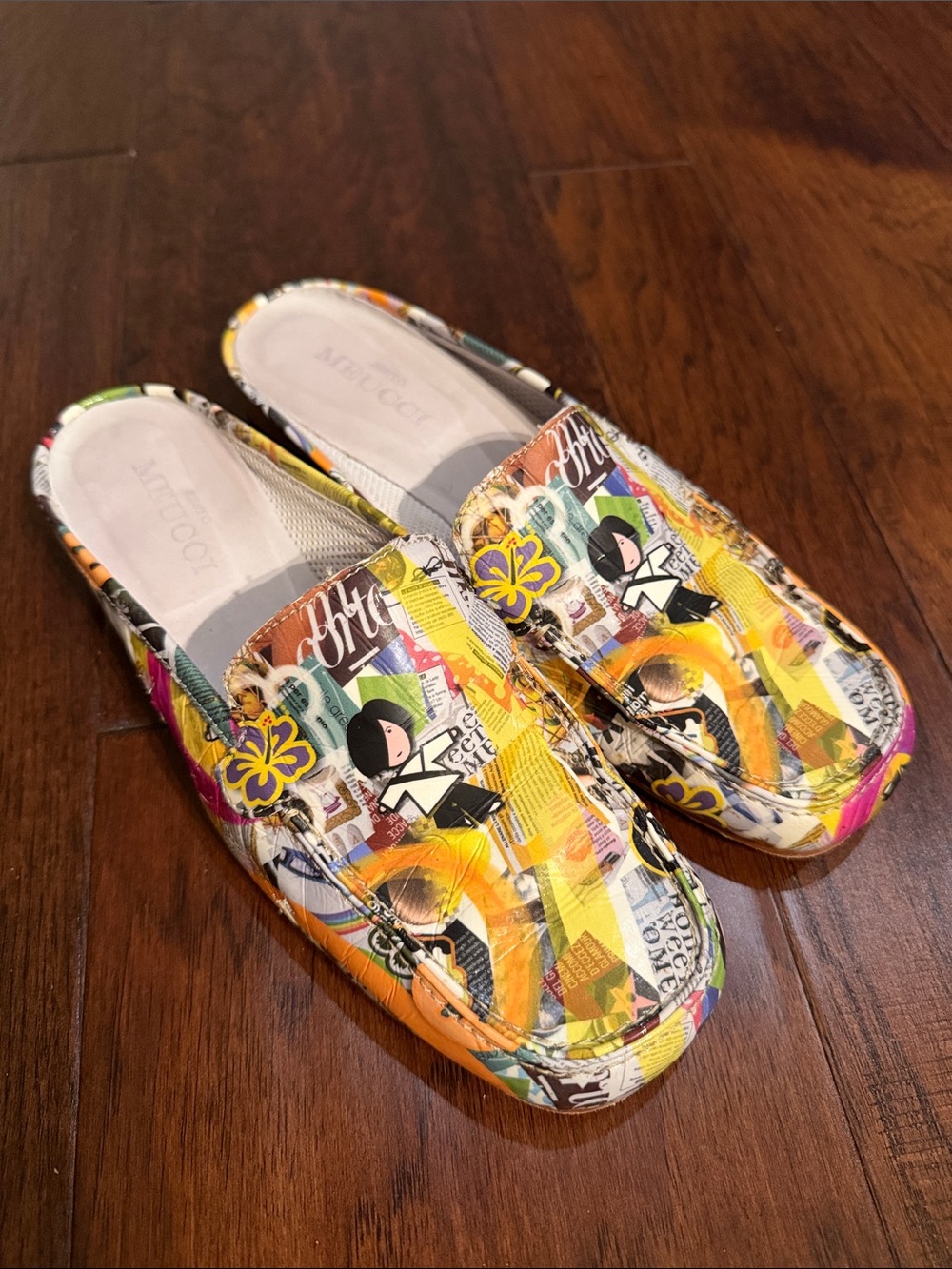 Sesto Meucci Yellow Multi Graphic Slip-On Mules